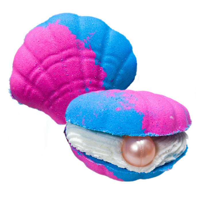 Bubble Bath Bath Bomb Shells with frosting and a bath oil bead.