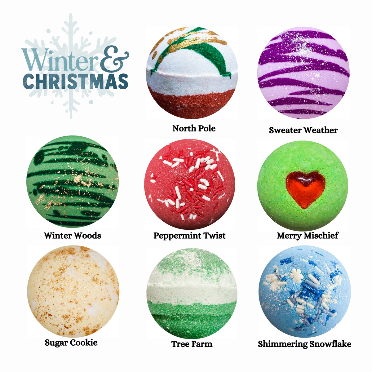 PREORDER: Wholesale Bath Bombs - Winter/Christmas Collection (100 units)