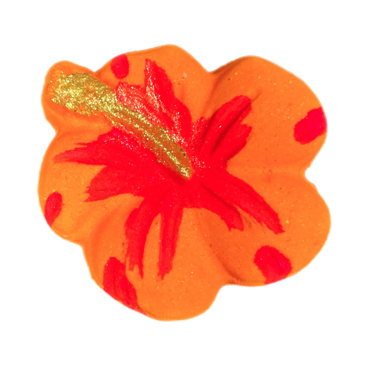 Orange Hibiscus Shaped Flower Bath Bomb available for wholesale!