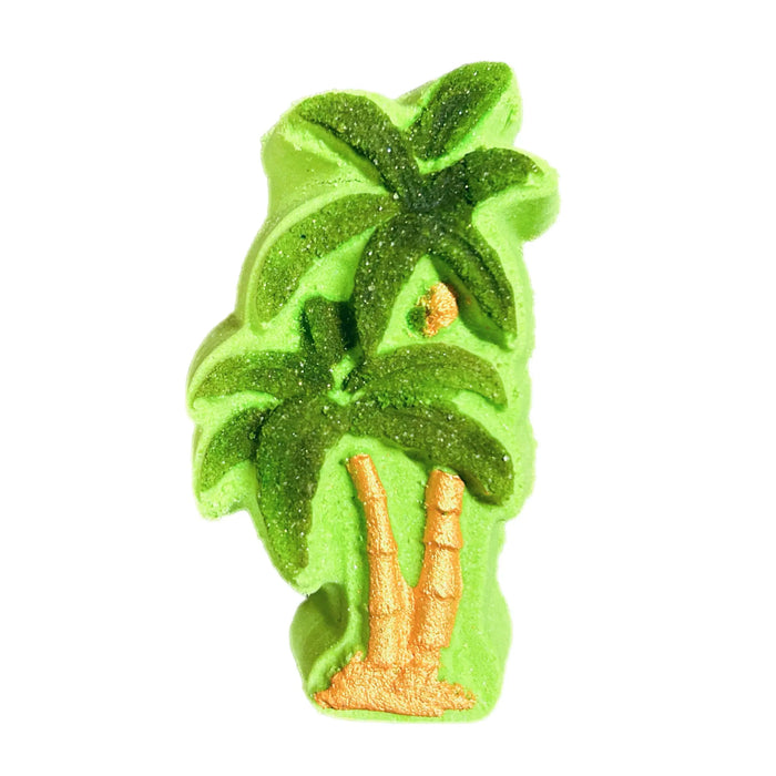 Handmade Summer Bath Bombs of 2 palm trees in a fresh nature scent. Wholesale bath bombs for Summer.