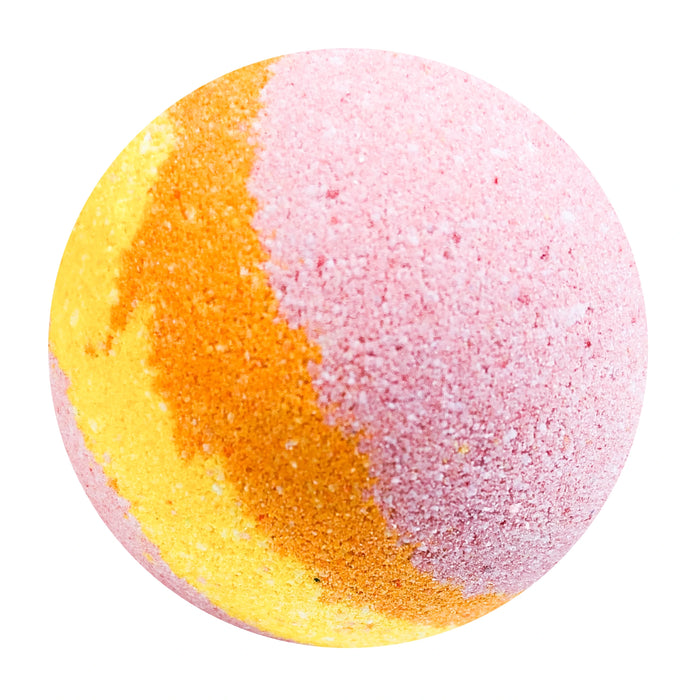 Wholesale bath Bombs. Pink grapefruit scented. Pink orange and yellow bath bomb